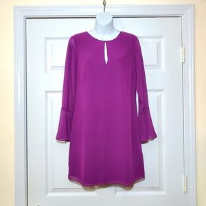 Venus purple sheer bell sleeve dress